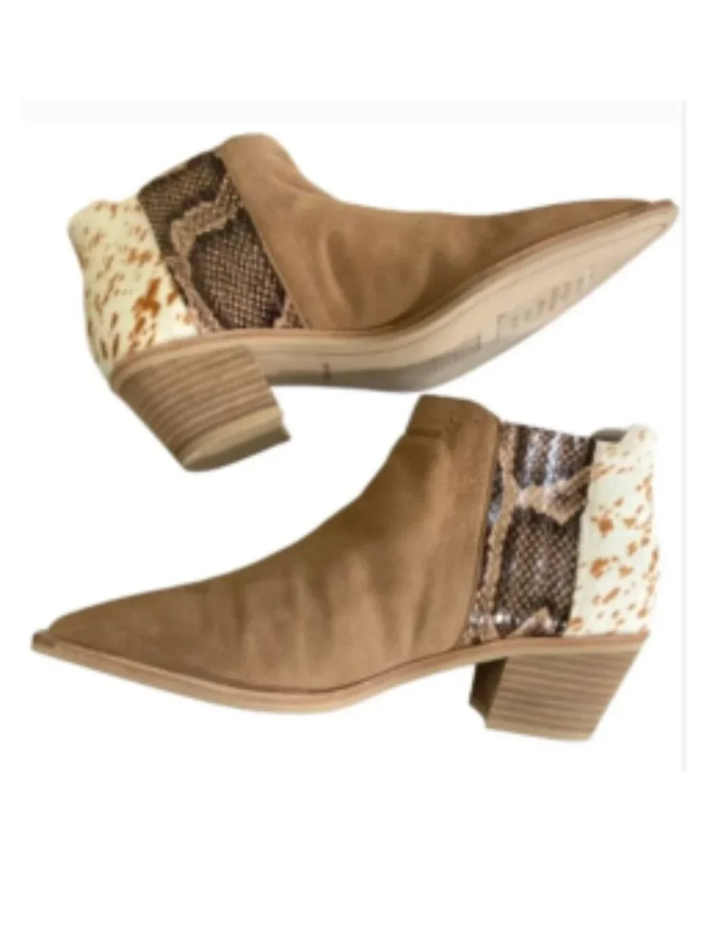 Dolce Vita Mixed Media Ankle Booties Suede Calf Hair Snakeprint Western size 9.5